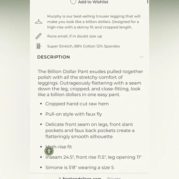 Frank and Eileen Murphy Billion Dollar Pant - Picture 6 of 8